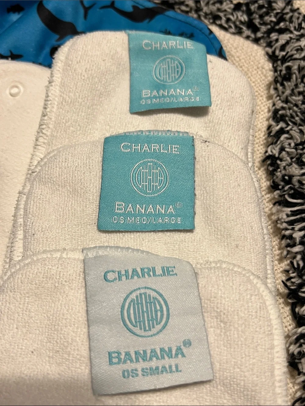 Two Nicki’s One Size Snap Pocket Diapers with 5 Inserts (3 are Charlie Banana)